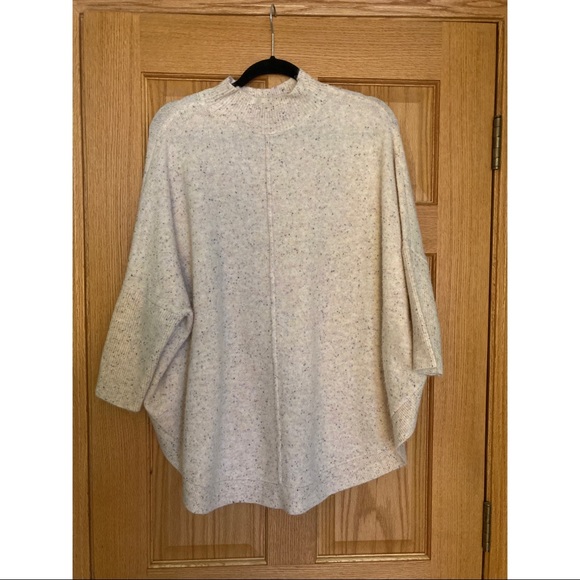 LOFT Oatmeal Speckled Flecked Mock Neck Sweater M - Picture 2 of 4